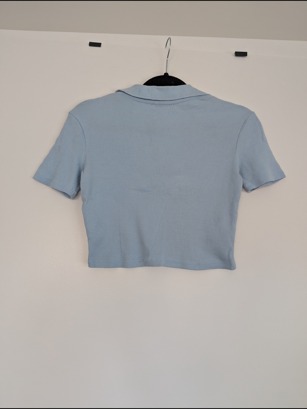 Zara Pale Blue Cropped Polo Top - Picture 3 of 5